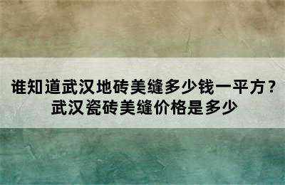 谁知道武汉地砖美缝多少钱一平方？ 武汉瓷砖美缝价格是多少